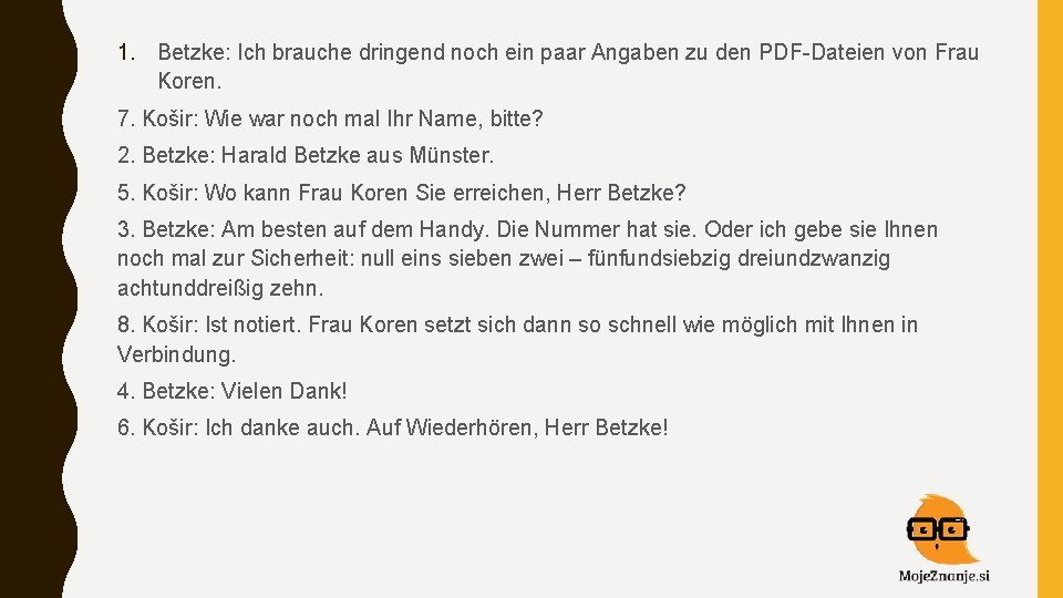 1. Betzke: Ich brauche dringend noch ein paar Angaben zu den PDF-Dateien von Frau