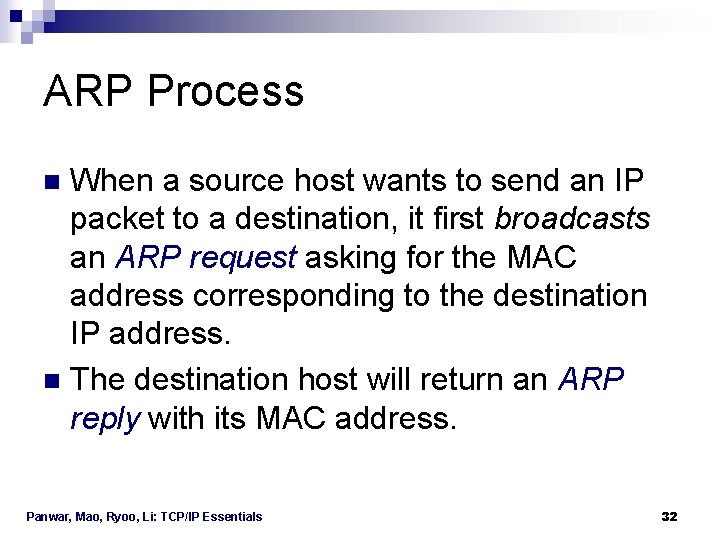 ARP Process When a source host wants to send an IP packet to a ARP Process When a source host wants to send an IP packet to a