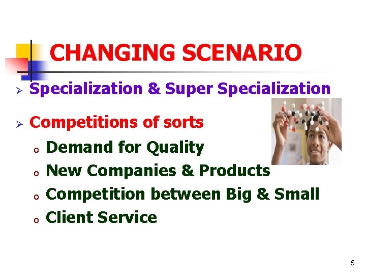 CHANGING SCENARIO Ø Specialization & Super Specialization Ø Competitions of sorts o o Demand