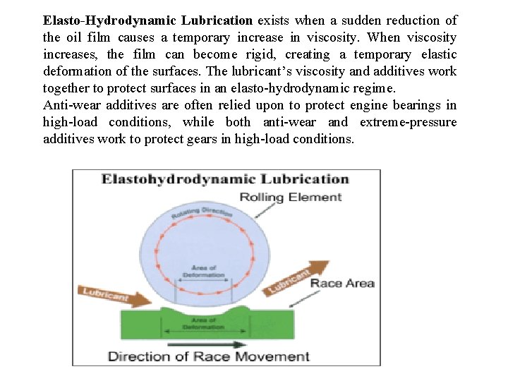 Elasto-Hydrodynamic Lubrication exists when a sudden reduction of the oil film causes a temporary