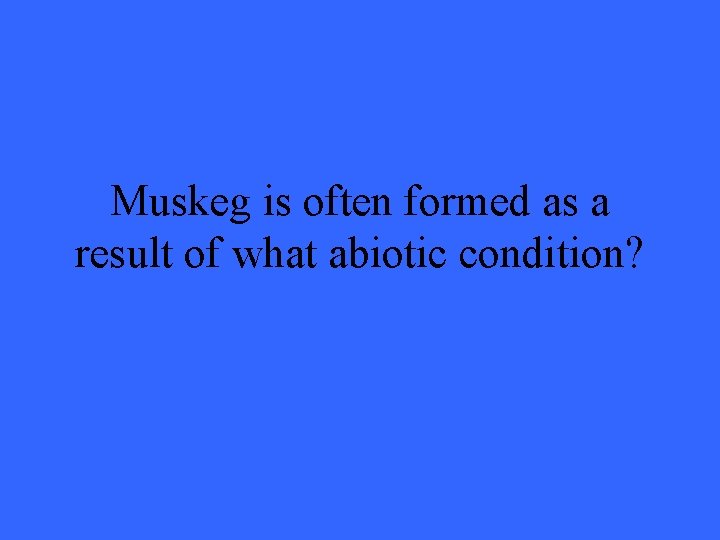 Muskeg is often formed as a result of what abiotic condition? 