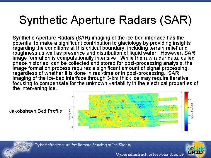 Synthetic Aperture Radars (SAR) imaging of the ice-bed interface has the potential to make