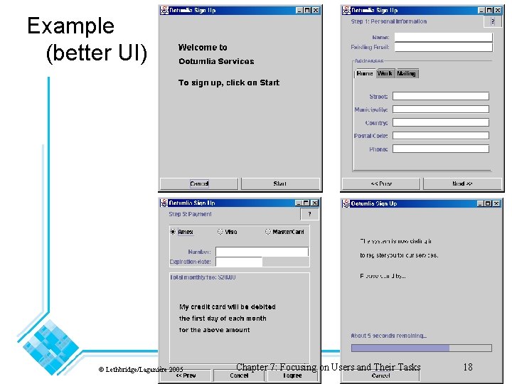 Example (better UI) © Lethbridge/Laganière 2005 Chapter 7: Focusing on Users and Their Tasks