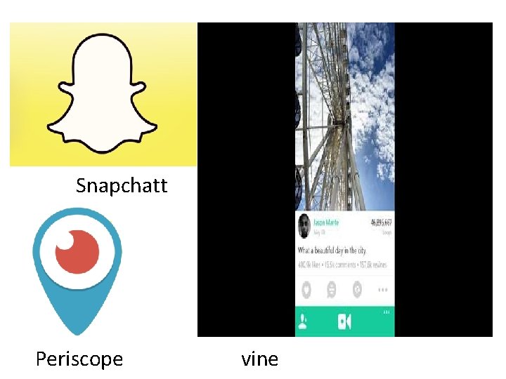 Snapchatt Periscope vine 
