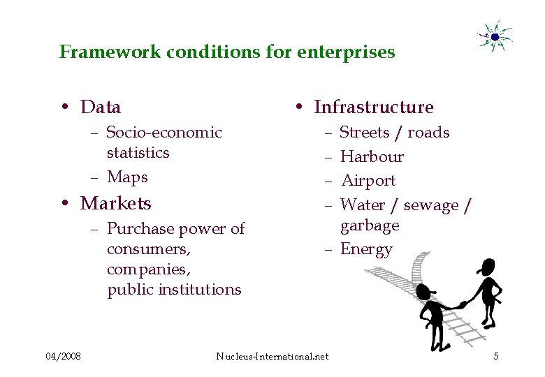 Framework conditions for enterprises • Data • Infrastructure – Socio-economic statistics – Maps •