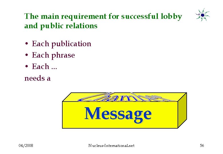The main requirement for successful lobby and public relations • Each publication • Each