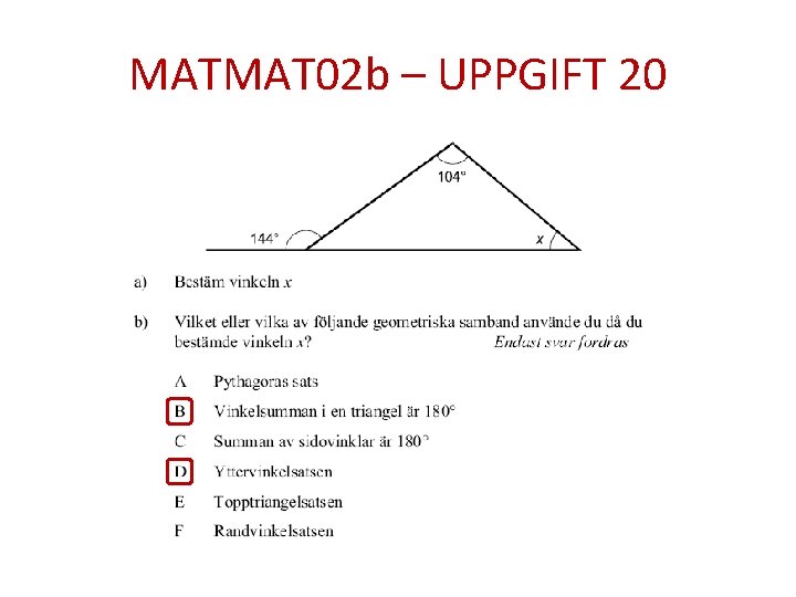 MATMAT 02 b – UPPGIFT 20 