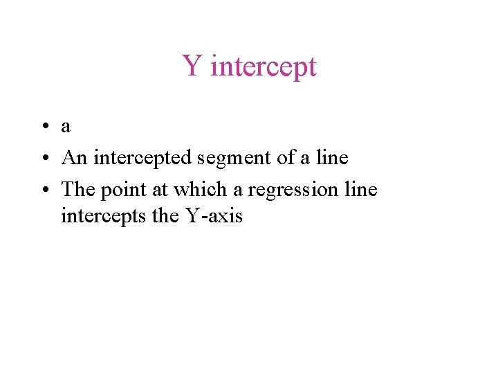 Y intercept • a • An intercepted segment of a line • The point