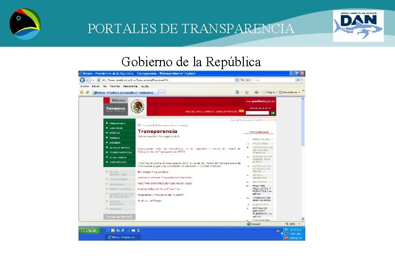 PORTALES DE TRANSPARENCIA Gobierno de la República 