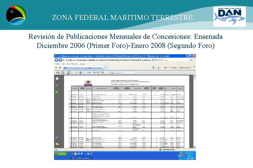 ZONA FEDERAL MARITIMO TERRESTRE Revisión de Publicaciones Mensuales de Concesiones: Ensenada Diciembre 2006 (Primer
