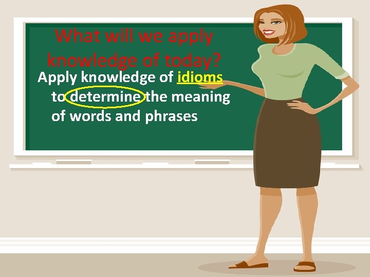 What will we apply knowledge of today? Apply knowledge of idioms to determine the