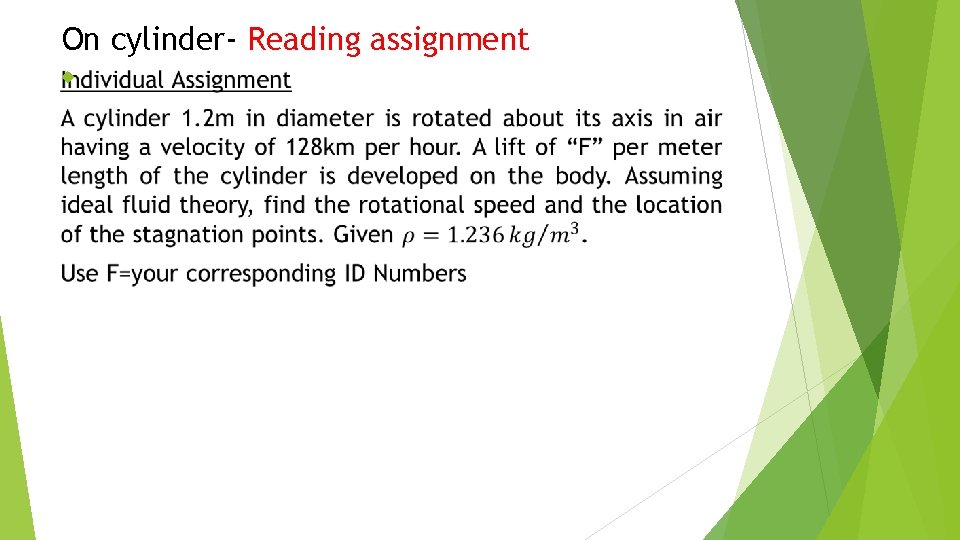 On cylinder- Reading assignment 