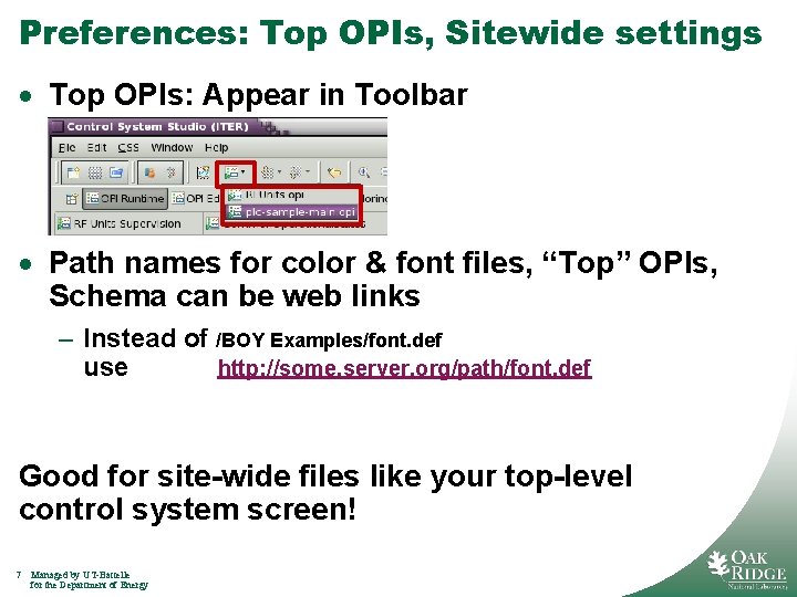 Preferences: Top OPIs, Sitewide settings · Top OPIs: Appear in Toolbar · Path names