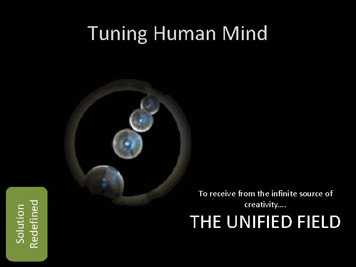 Solution Redefined Tuning Human Mind To receive from the infinite source of creativity…. THE