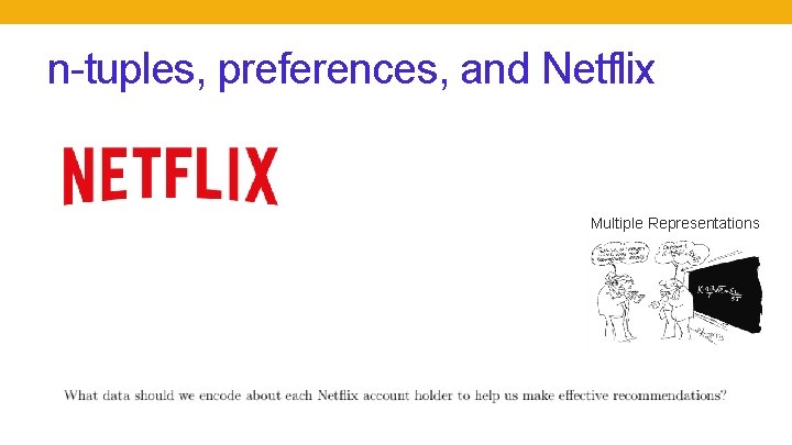 n-tuples, preferences, and Netflix Multiple Representations 