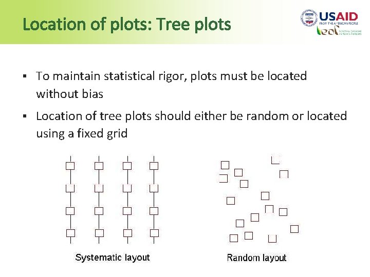 Location of plots: Tree plots § To maintain statistical rigor, plots must be located
