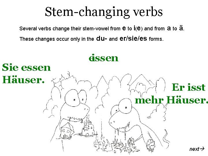 Stem-changing verbs Several verbs change their stem-vowel from e to i(e) and from These