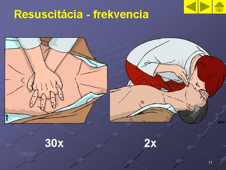 Resuscitácia - frekvencia 30 x 2 x Obsah 17 