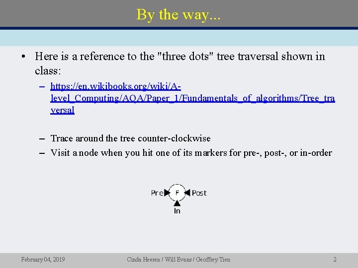 By the way. . . • Here is a reference to the "three dots" By the way. . . • Here is a reference to the "three dots"