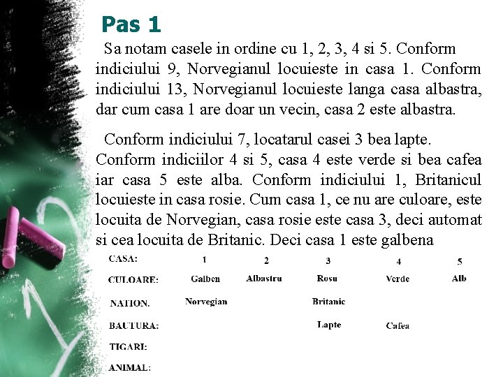 Pas 1 Sa notam casele in ordine cu 1, 2, 3, 4 si 5.