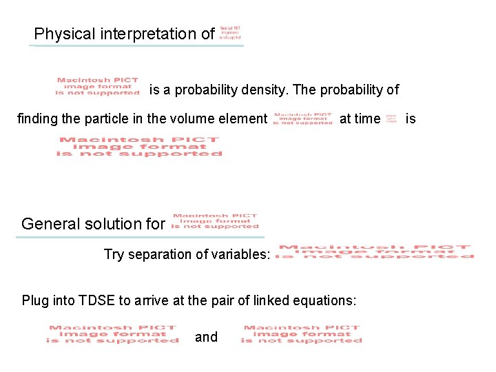 Physical interpretation of is a probability density. The probability of finding the particle in