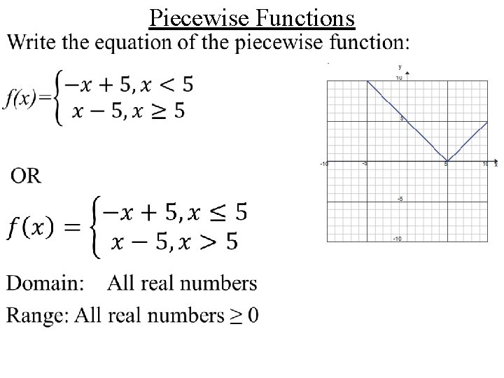  • Piecewise Functions 