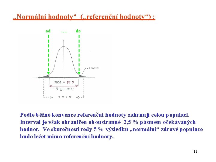 „Normální hodnoty“ („referenční hodnoty“) : od …. do Podle běžné konvence referenční hodnoty zahrnují