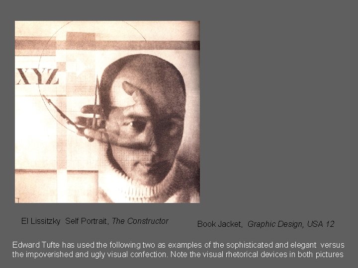 El Lissitzky Self Portrait, The Constructor Book Jacket, Graphic Design, USA 12 Edward Tufte
