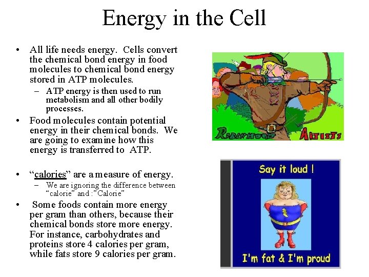 Energy in the Cell • All life needs energy. Cells convert the chemical bond