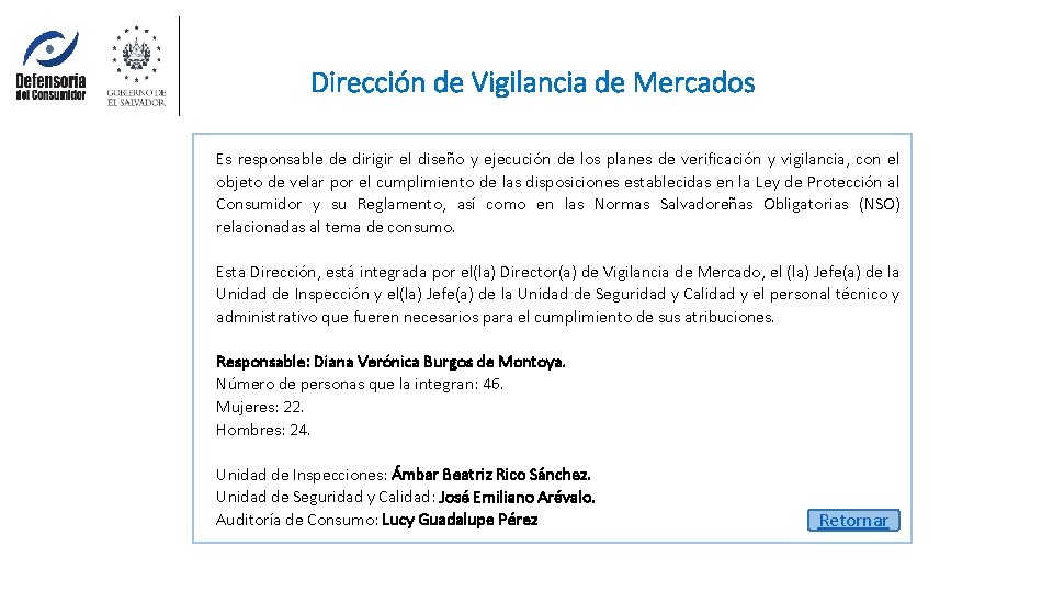 Dirección de Vigilancia de Mercados Es responsable de dirigir el diseño y ejecución de