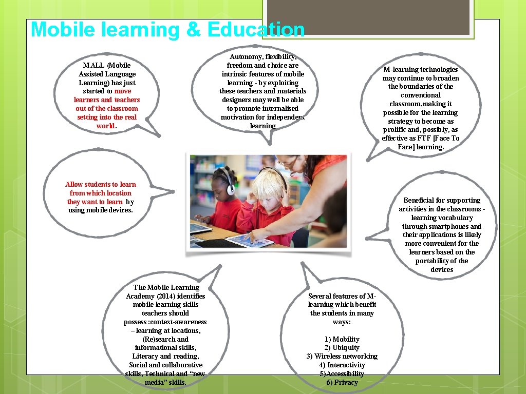 Mobile learning & Education MALL (Mobile Assisted Language Learning) has just started to move