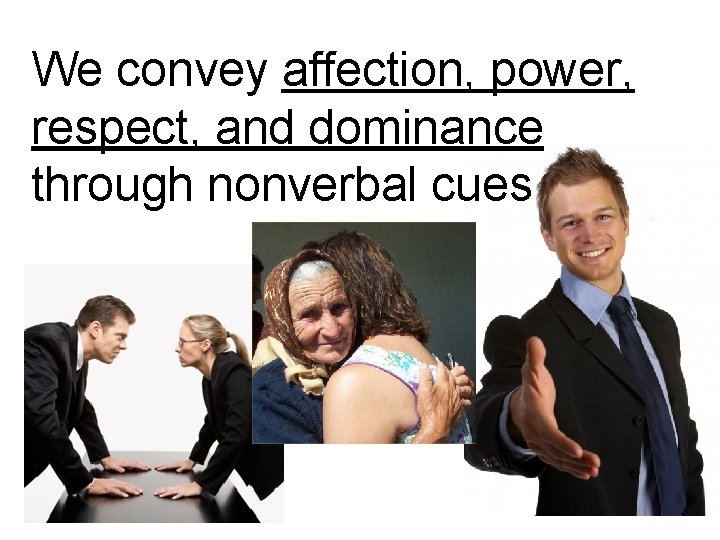 We convey affection, power, respect, and dominance through nonverbal cues 
