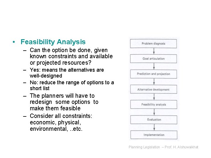  • Feasibility Analysis – Can the option be done, given known constraints and