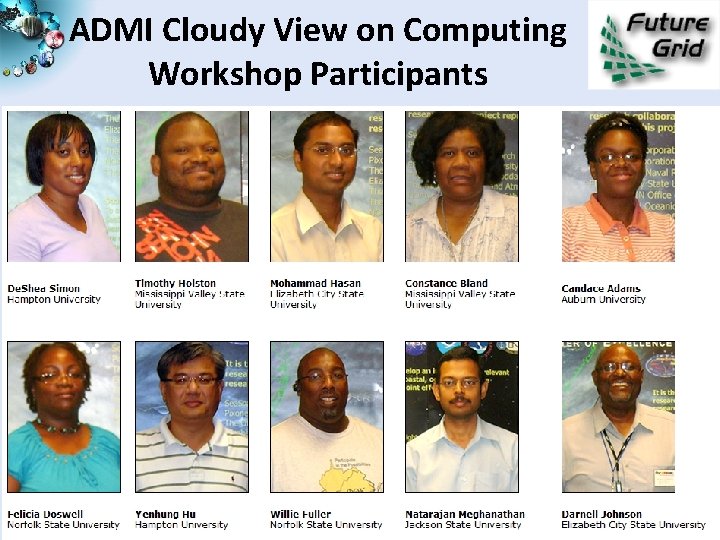 ADMI Cloudy View on Computing Workshop Participants 