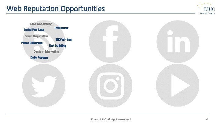 Web Reputation Opportunities Lead Generation Social Fan Base Brand Reputation Piano Editoriale Influencer SEO