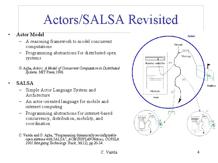 Actors/SALSA Revisited • Actor Model – A reasoning framework to model concurrent computations –