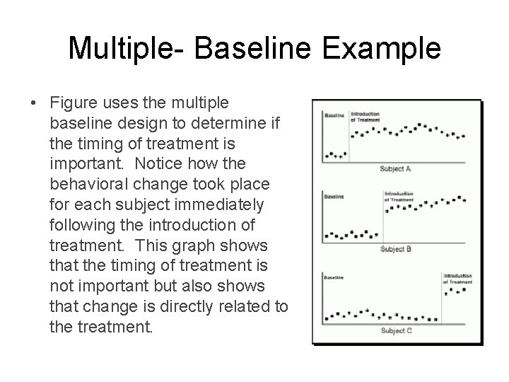 Multiple- Baseline Example • Figure uses the multiple baseline design to determine if the