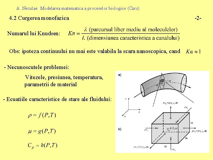 A. Neculae: Modelarea matematica a proceselor biologice (Curs) 4. 2 Curgerea monofazica Numarul lui