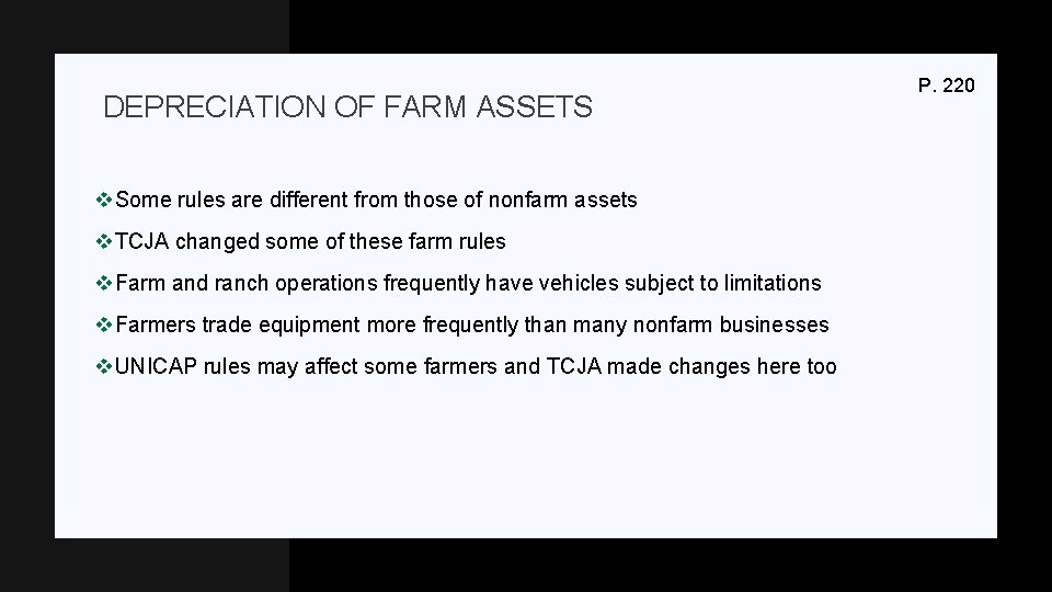 2020 NATIONAL TAX WORKBOOK CHAPTER 7 AGRICULTURAL