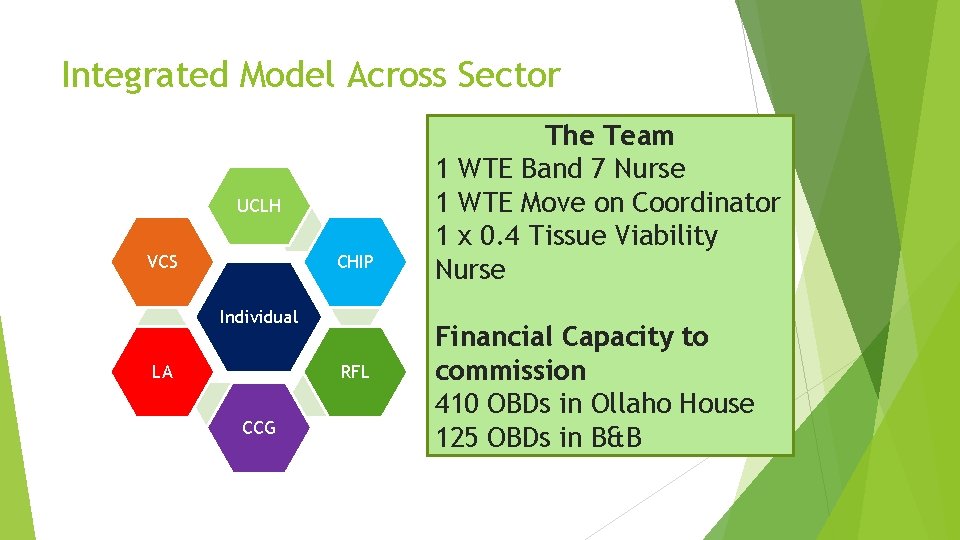 Integrated Model Across Sector UCLH VCS CHIP Individual RFL LA CCG The Team 1