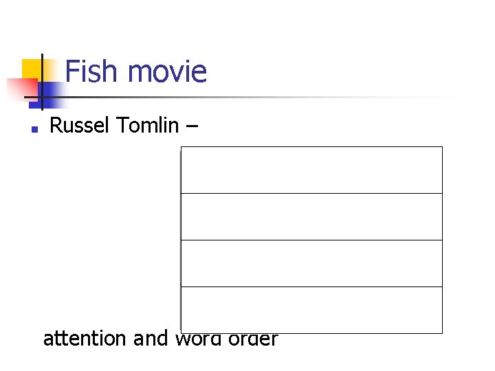 Fish movie ■ Russel Tomlin – attention and word order 
