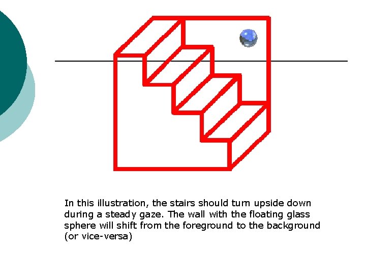 In this illustration, the stairs should turn upside down during a steady gaze. The