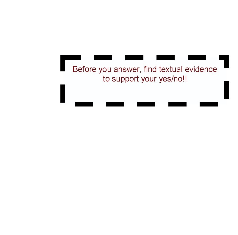 Before you answer, find textual evidence to support your yes/no!! https: //www. youtube. com/watch?