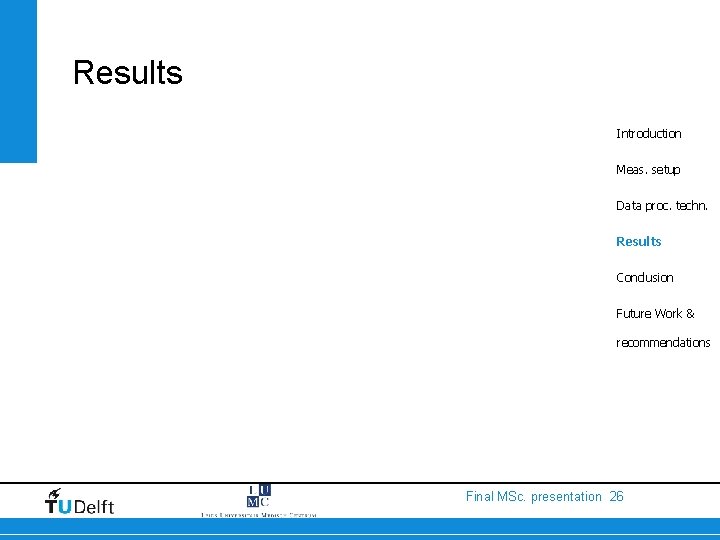 Results Introduction Meas. setup Data proc. techn. Results Conclusion Future Work & recommendations Final