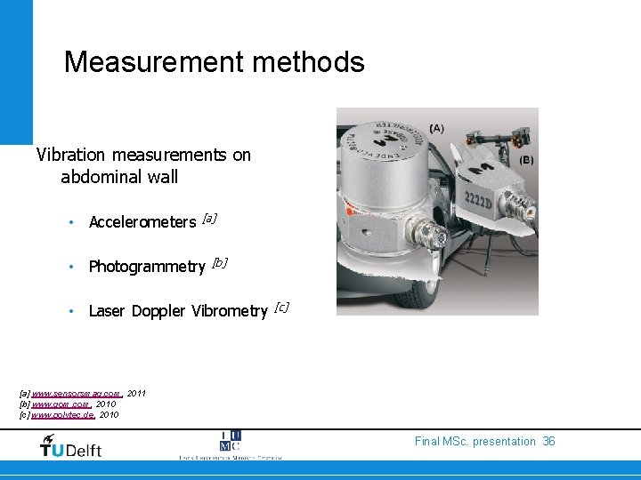 Measurement methods Vibration measurements on abdominal wall • Accelerometers [a] • Photogrammetry [b] •
