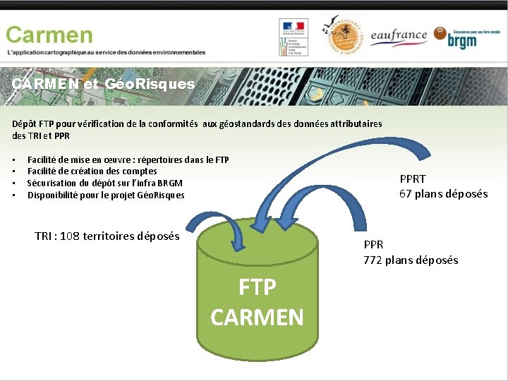 CARMEN et Géo. Risques Dépôt FTP pour vérification de la conformités aux géostandards des