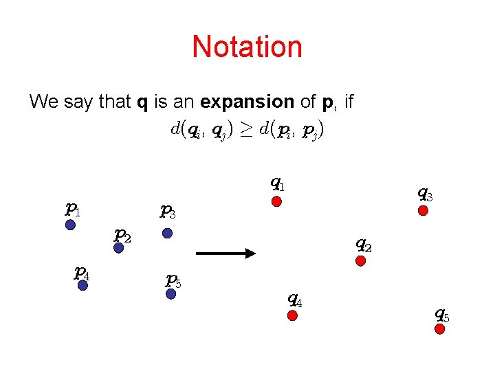 Notation We say that q is an expansion of p, if , , 