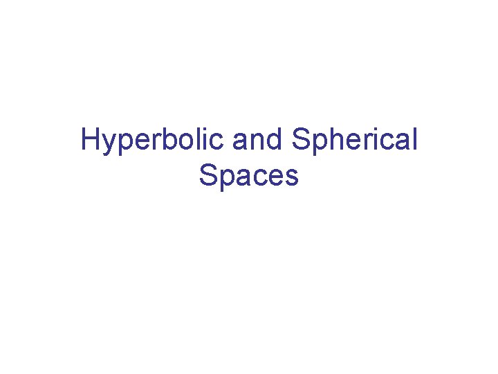 Hyperbolic and Spherical Spaces 