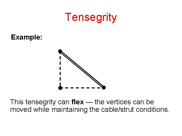 Tensegrity Example: This tensegrity can flex — the vertices can be moved while maintaining