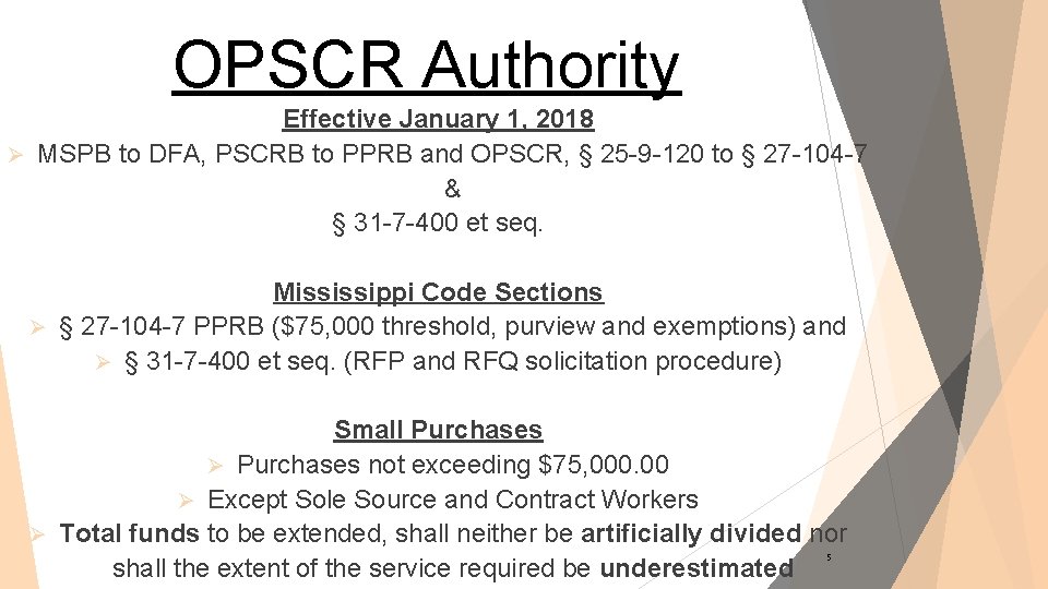 OPSCR Authority Effective January 1, 2018 Ø MSPB to DFA, PSCRB to PPRB and